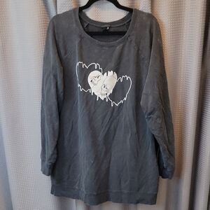 Torrid Skull Couple Long Distressed Sweatshirt Size 2X